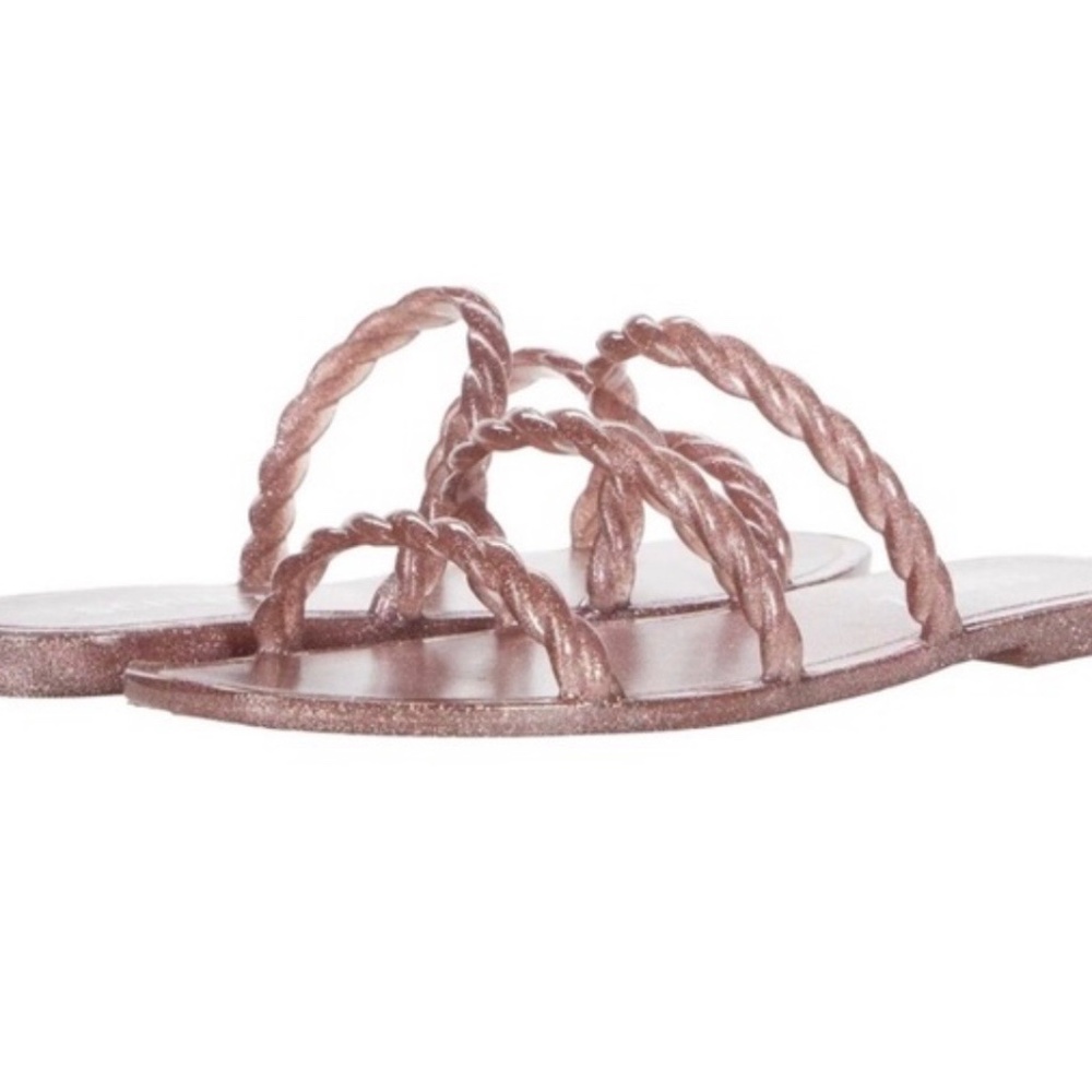 SCHUTZ Diana Braided Jelly Sandals in Rose Sparkle NIB